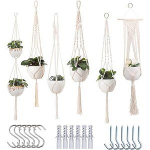 Macrame Plant Hangers Indoor Macrame Hanging Planters for Indoor Plants - 6 Pack